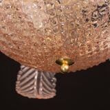 Lustre Art Déco rose Barovier e Toso, verre de Murano, années 1950