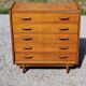 Chest of drawers of the 50s in golden blond oak 5 drawers conical feet