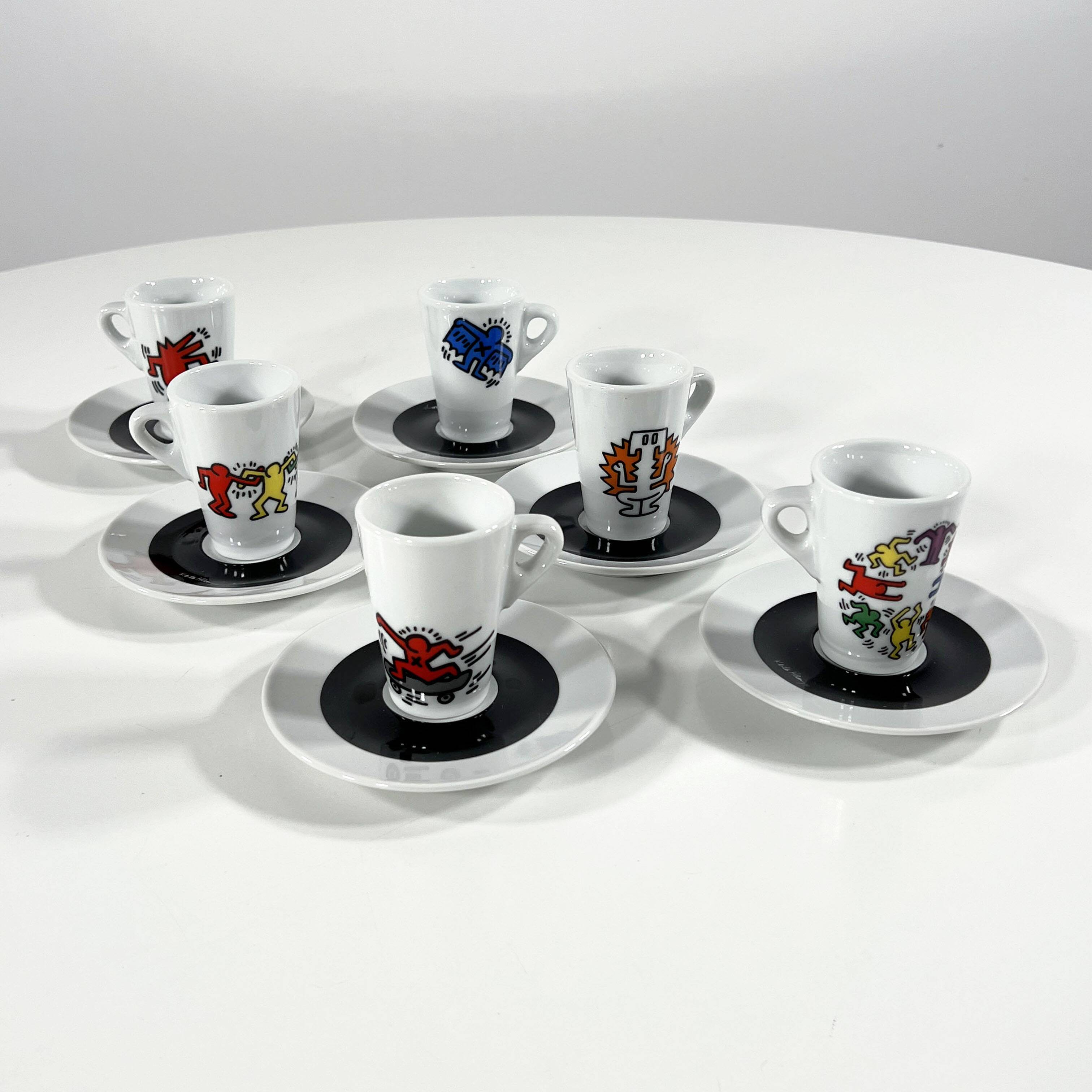 Set of 6 Espresso Cups by Keith Haring for Tognana, 1990