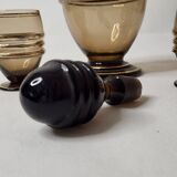 Carafe and 2 Art Deco crystal glasses