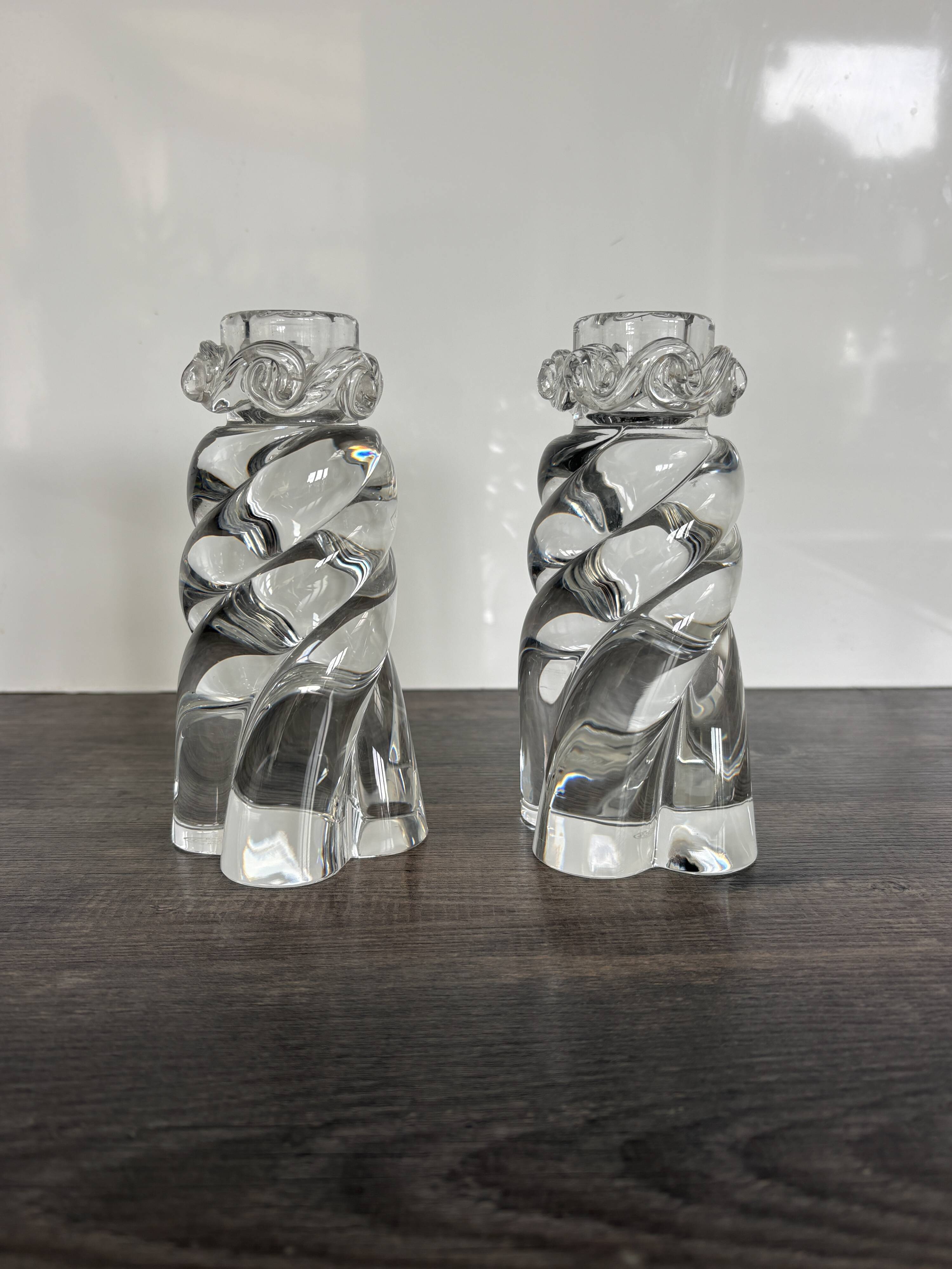 Pair of signed Baccarat Aladin candlesticks
