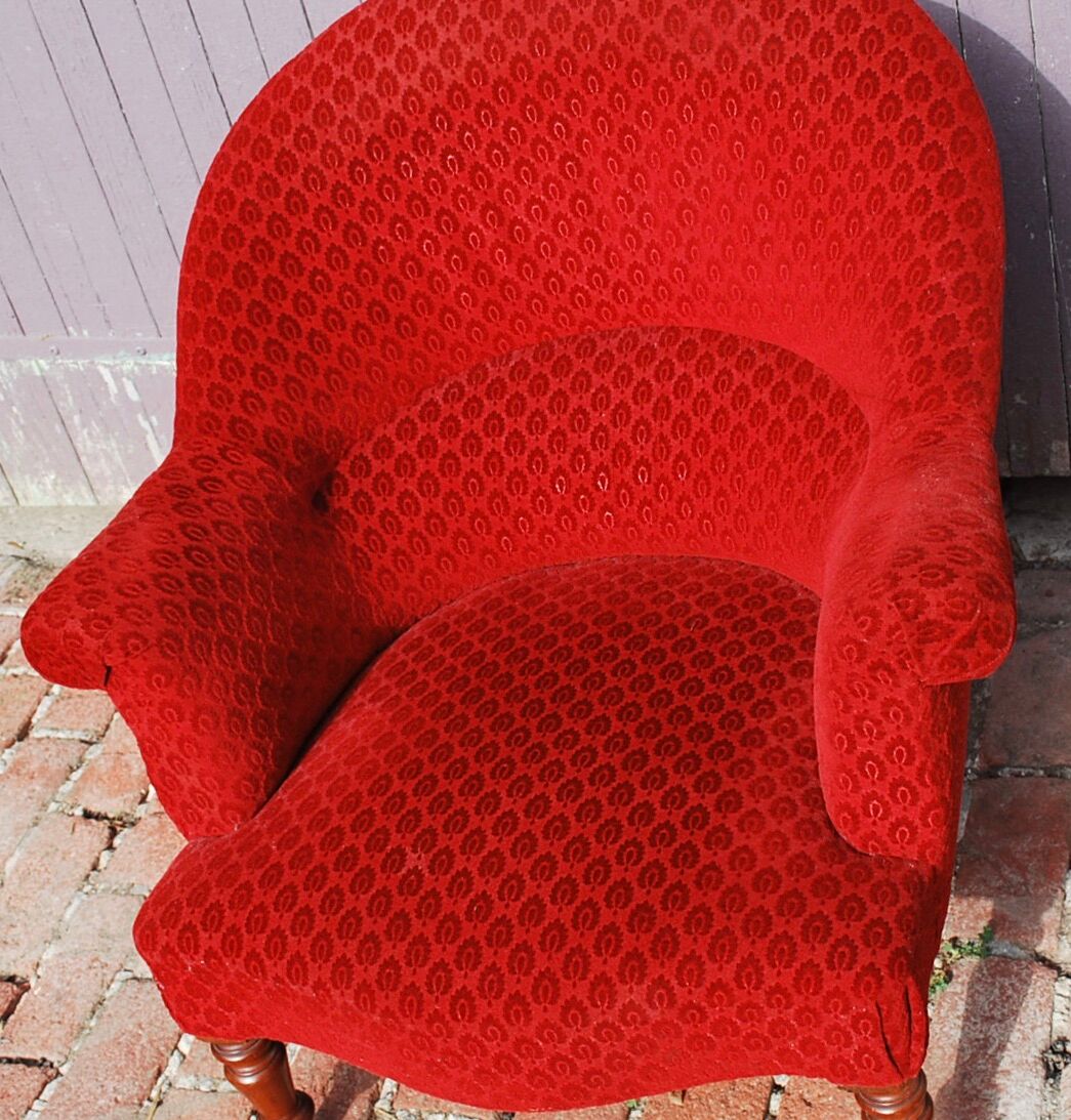 Red velvet armchair