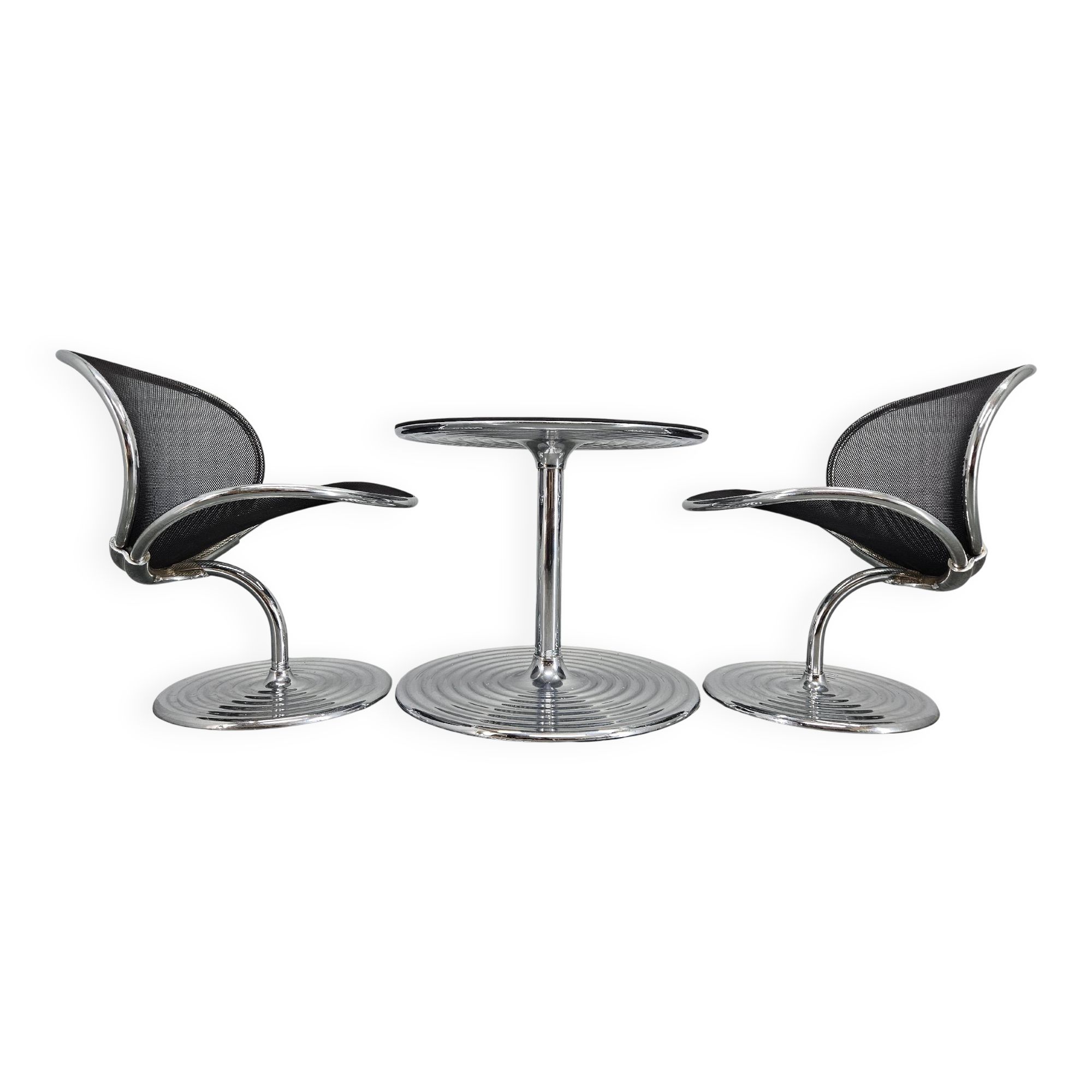 Ensemble de deux chaises et table basse O-Line, Herbert Ohl pour Wilkhahn, années 1980.