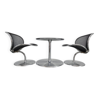 Set of two chairs and coffee table O-Line, Herbert Ohl for Wilkhahn, 1980s