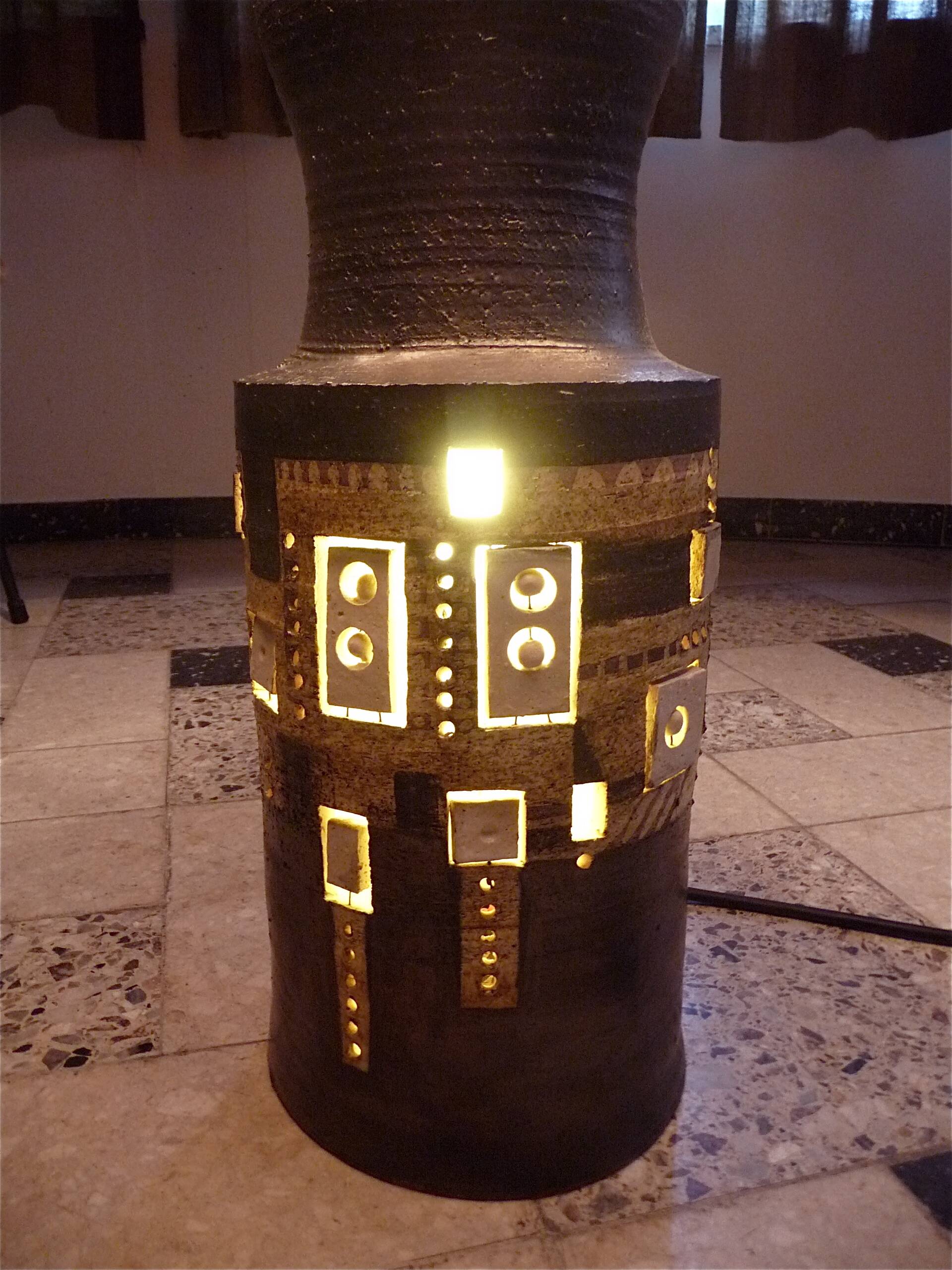 Set of 2 Ceramic Large Floor or Table Lamps by Georges Pelletier for Accolay, France 1960s