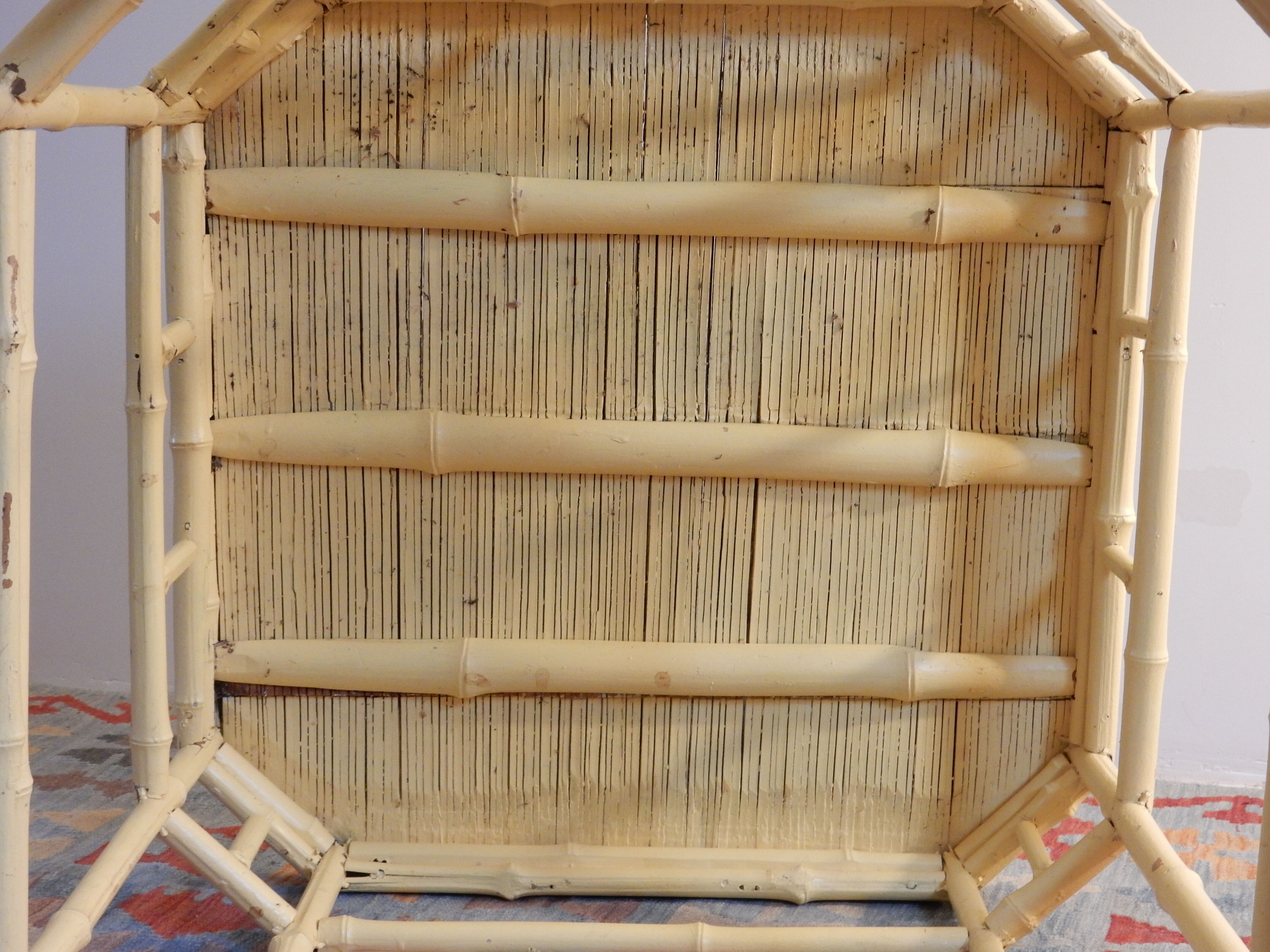 Bamboo coffee table painted yellow