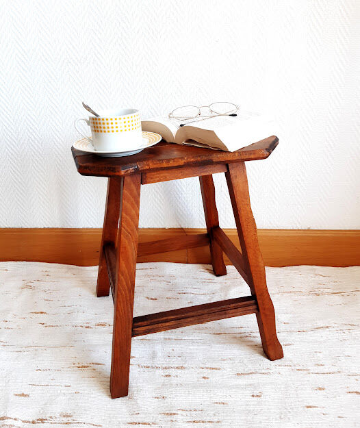 Brutalist wooden stool 1950