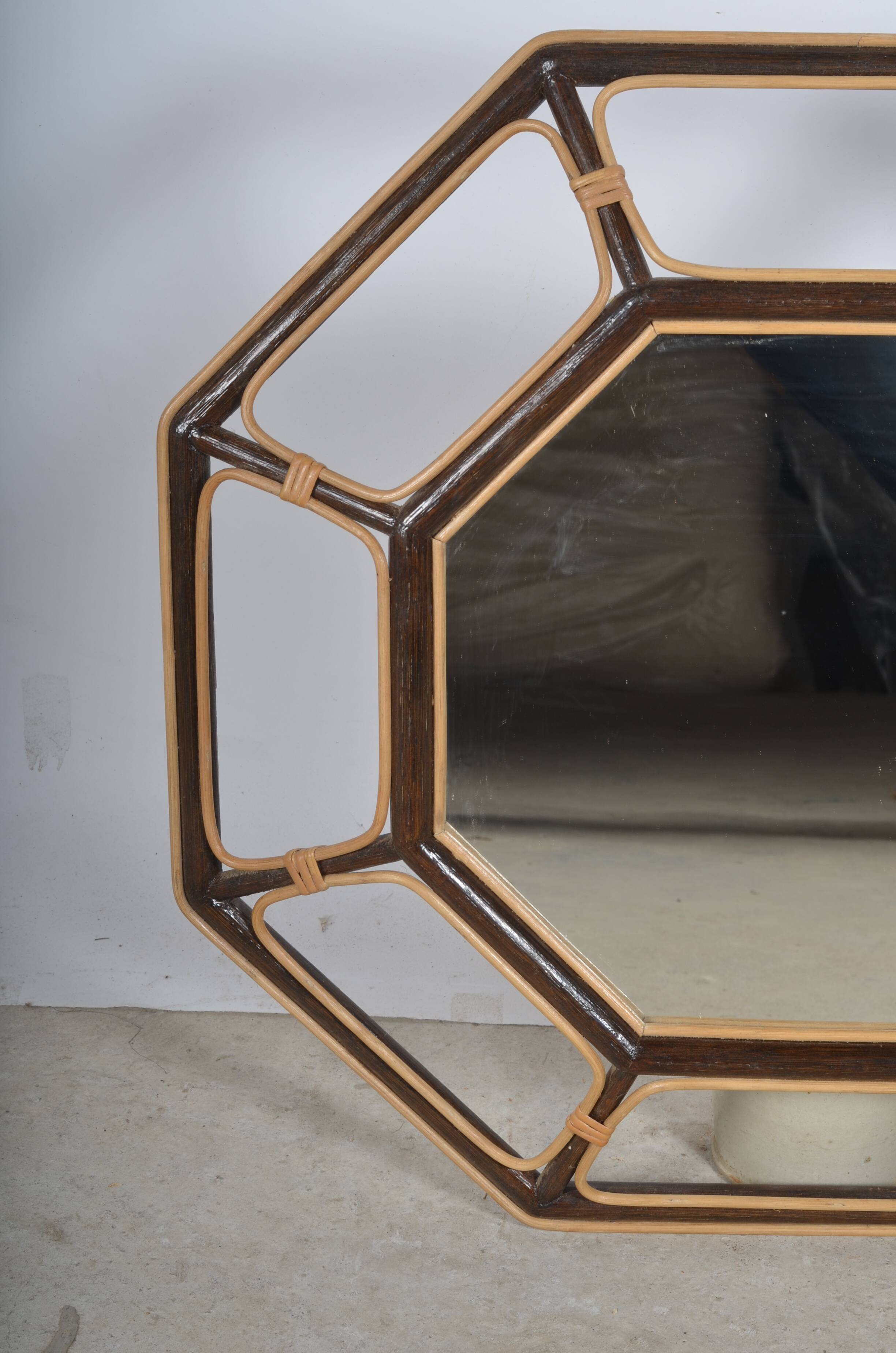 octagonal rattan mirror