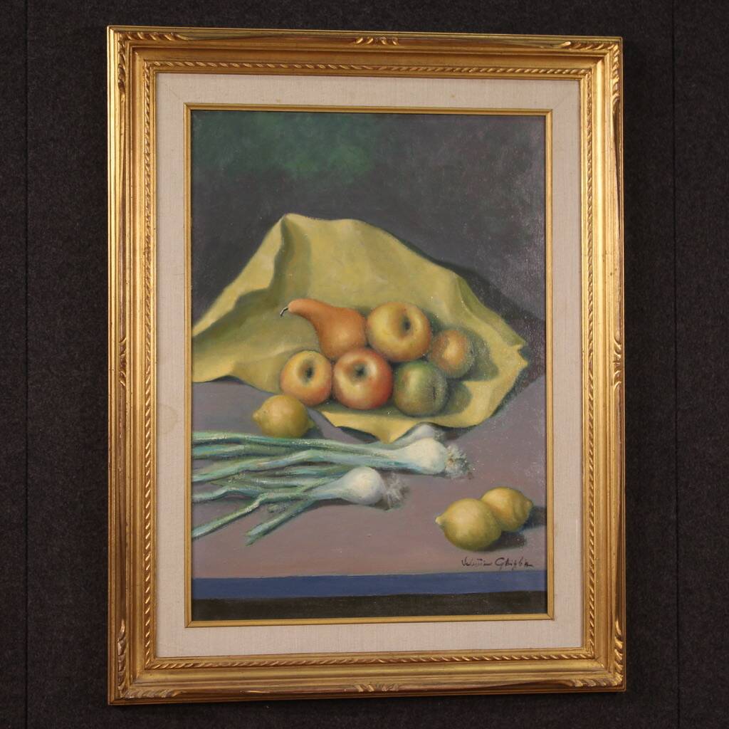 Nature morte peinte signée par Valentino Ghiglia