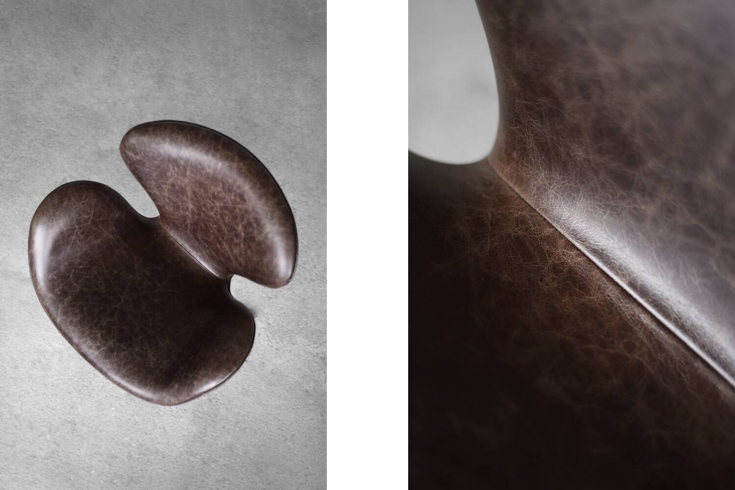 Brown leather Swan chair by Arne Jacobsen, mid-century Danish modernity.