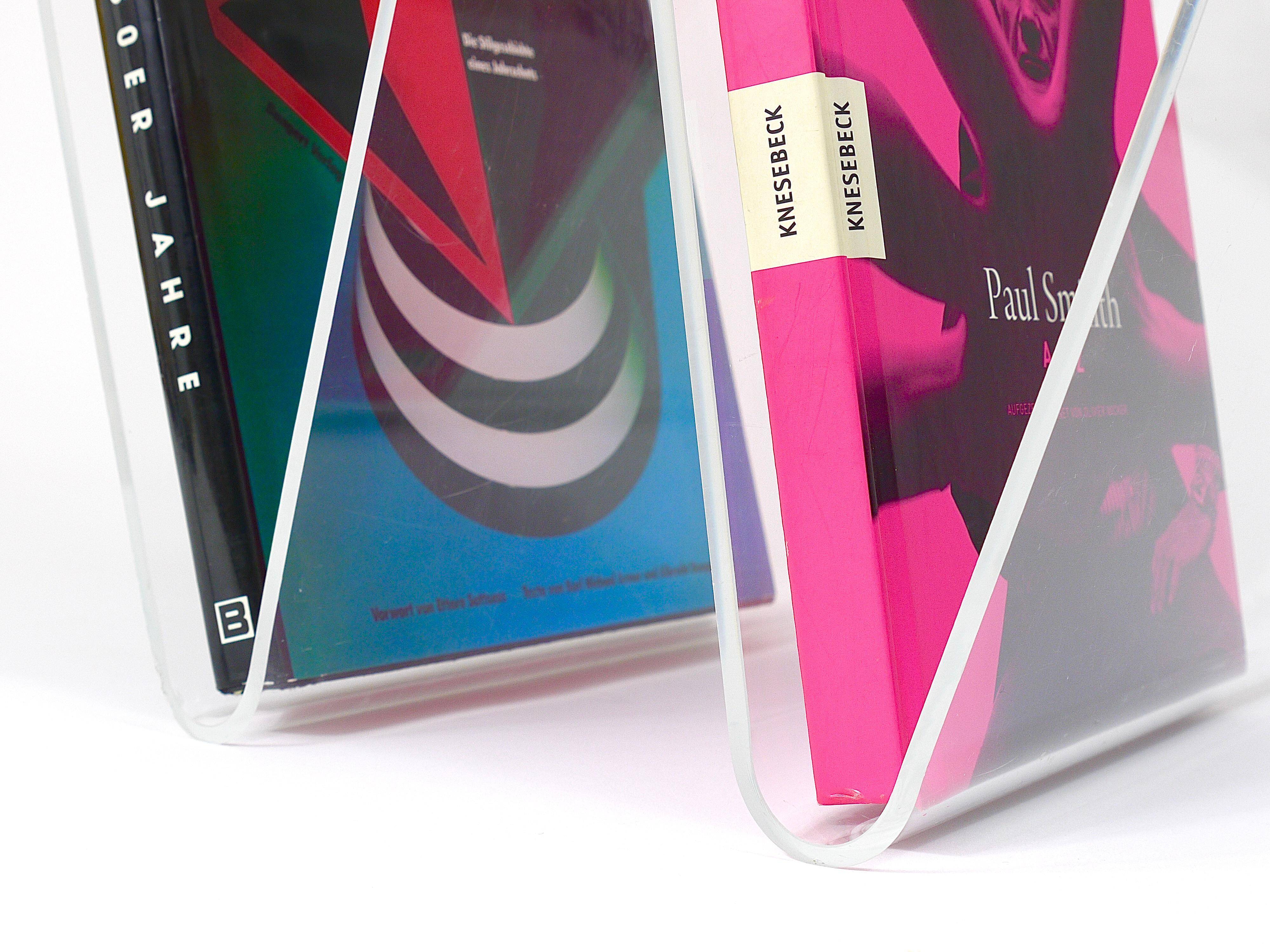 Postmodern Lucite ZigZag magazine rack, Italy, 1980s