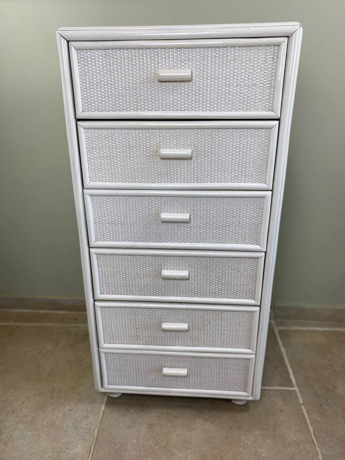 Vintage wicker chest of drawers