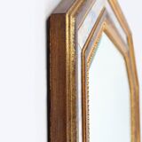 Gilded octagonal mirror by Deknudt Belgium decorated with smoked mirror gla