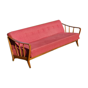 Canapé scandinave vintage - tissu rouge