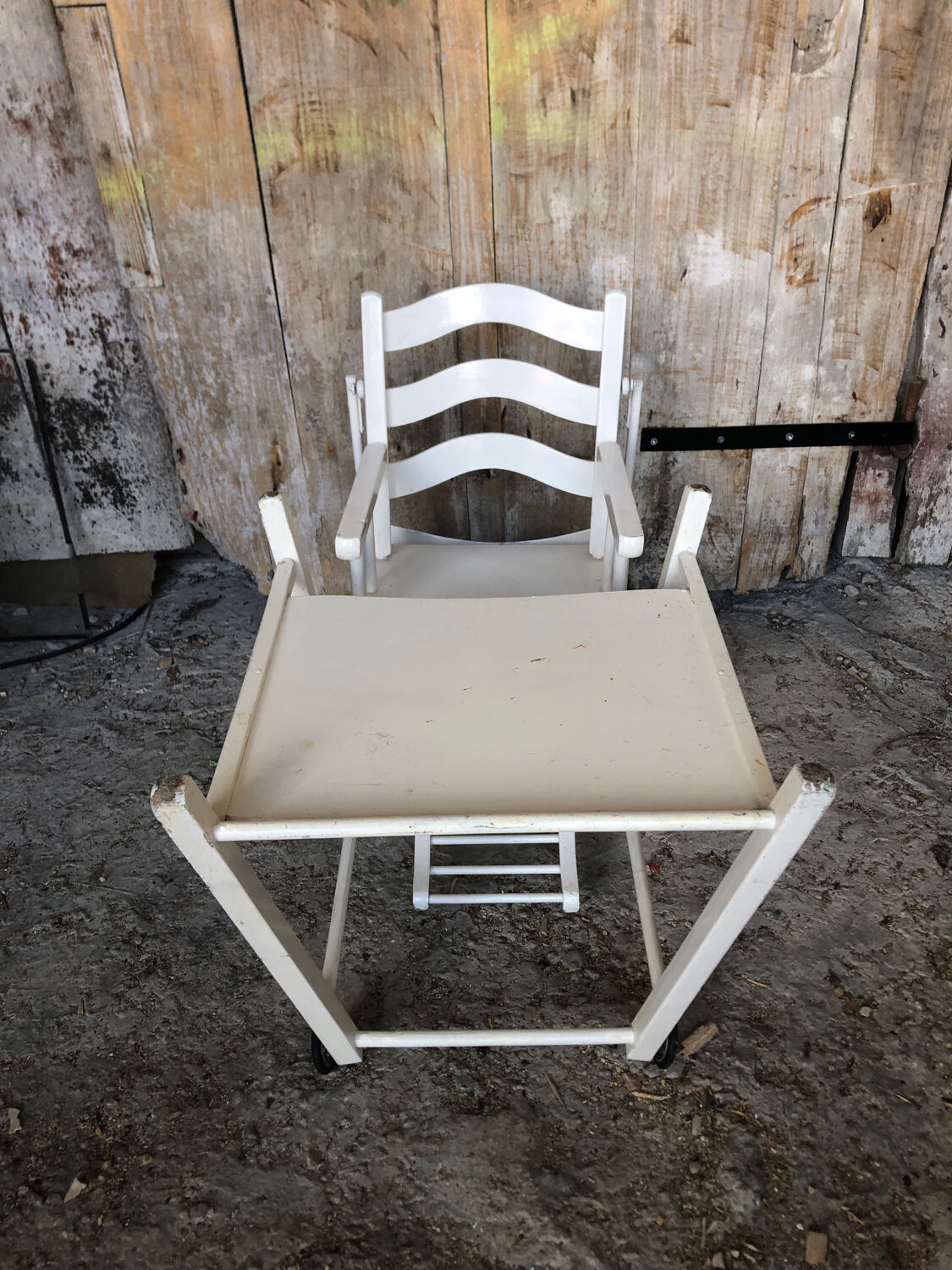 High chair bebe baumann vintage white wood