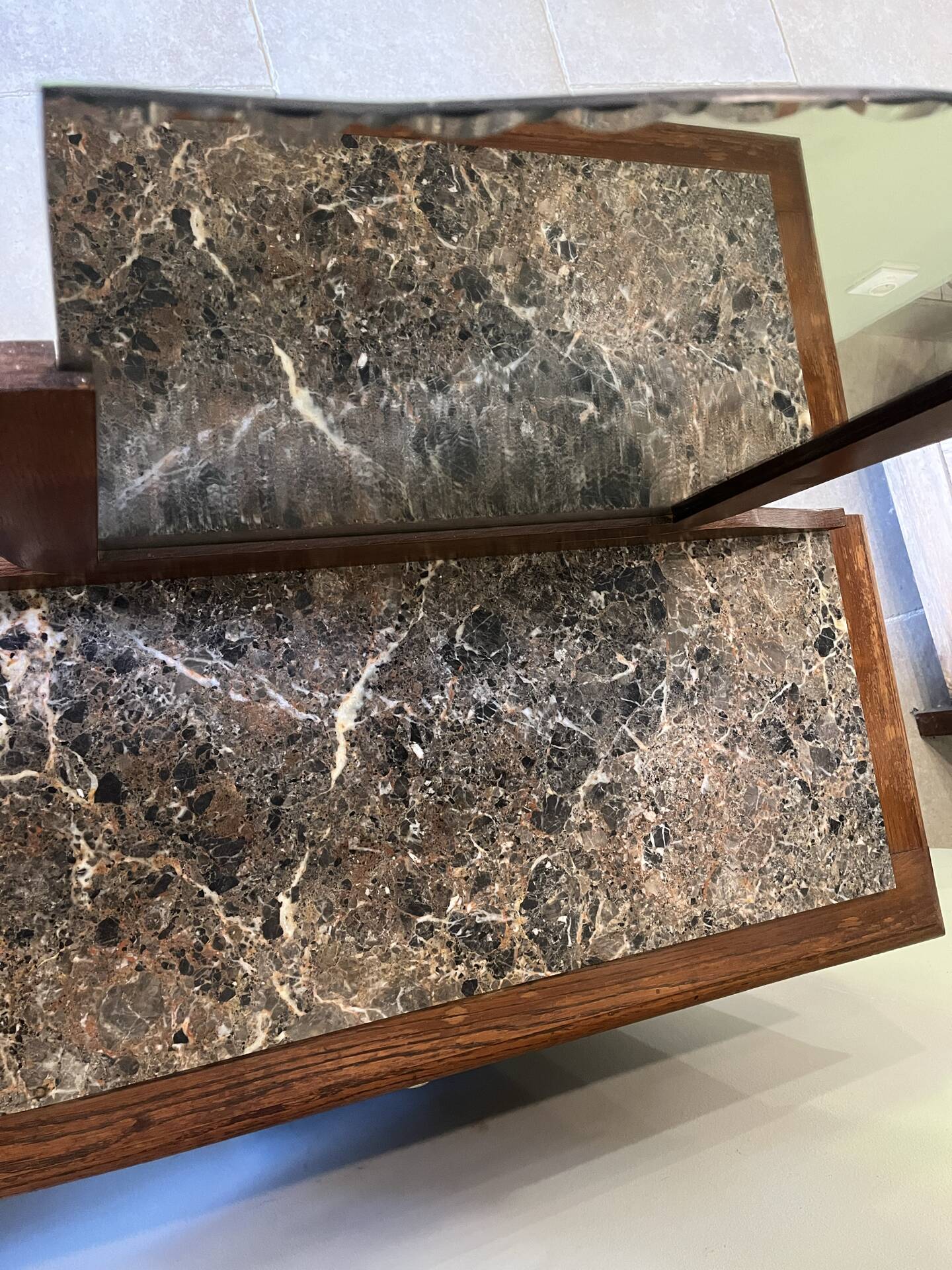 Commode art déco avec miroir biseauté et marbre