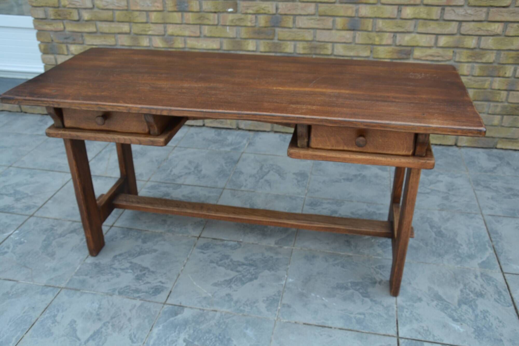 Bureau/table de ferme "brutaliste" chêne massif