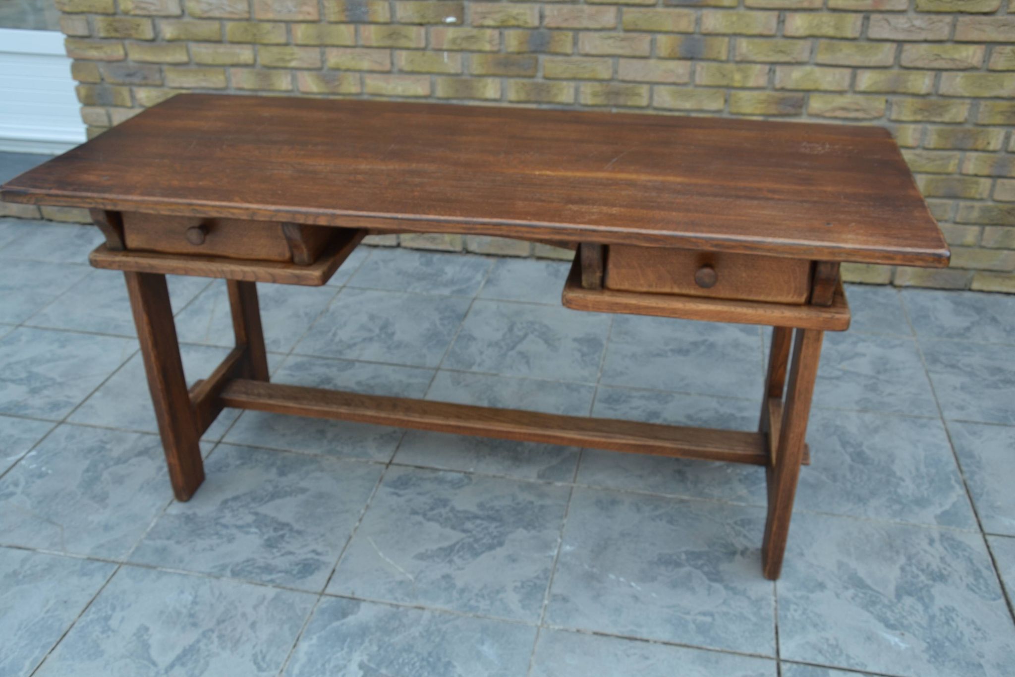 "Brutalist" farmhouse desk/table in solid oak