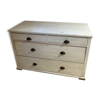 Sturdy antique sideboard with solid wood and drawers.