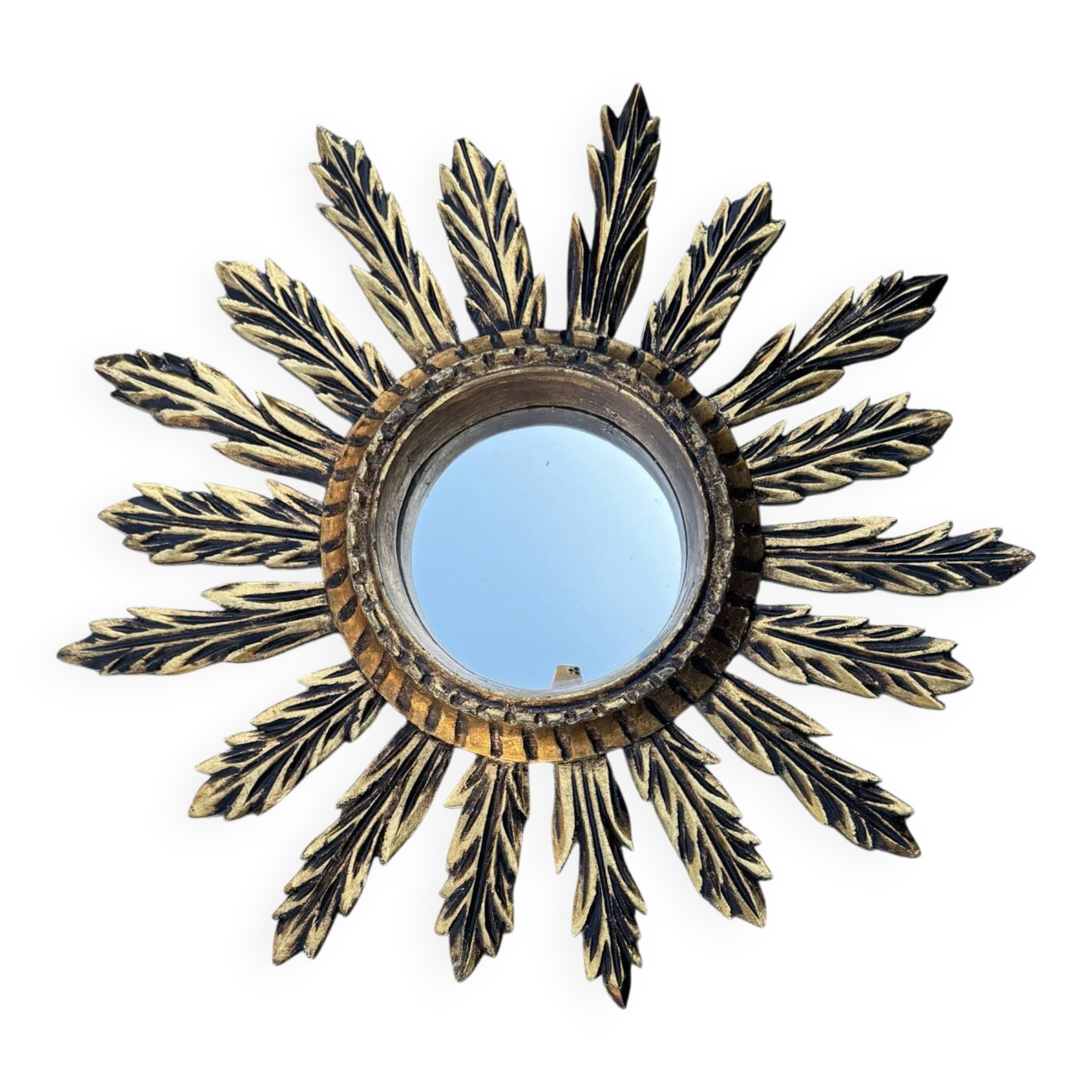 Miroir convexe doré ancien