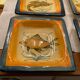 Set 6 hollow plates, glazed terracotta, France