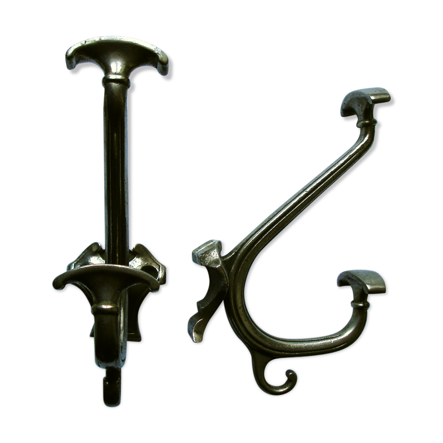 Pair of silver metal hooks