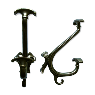 Pair of silver metal hooks