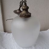 Glass and bronze pendant lamp