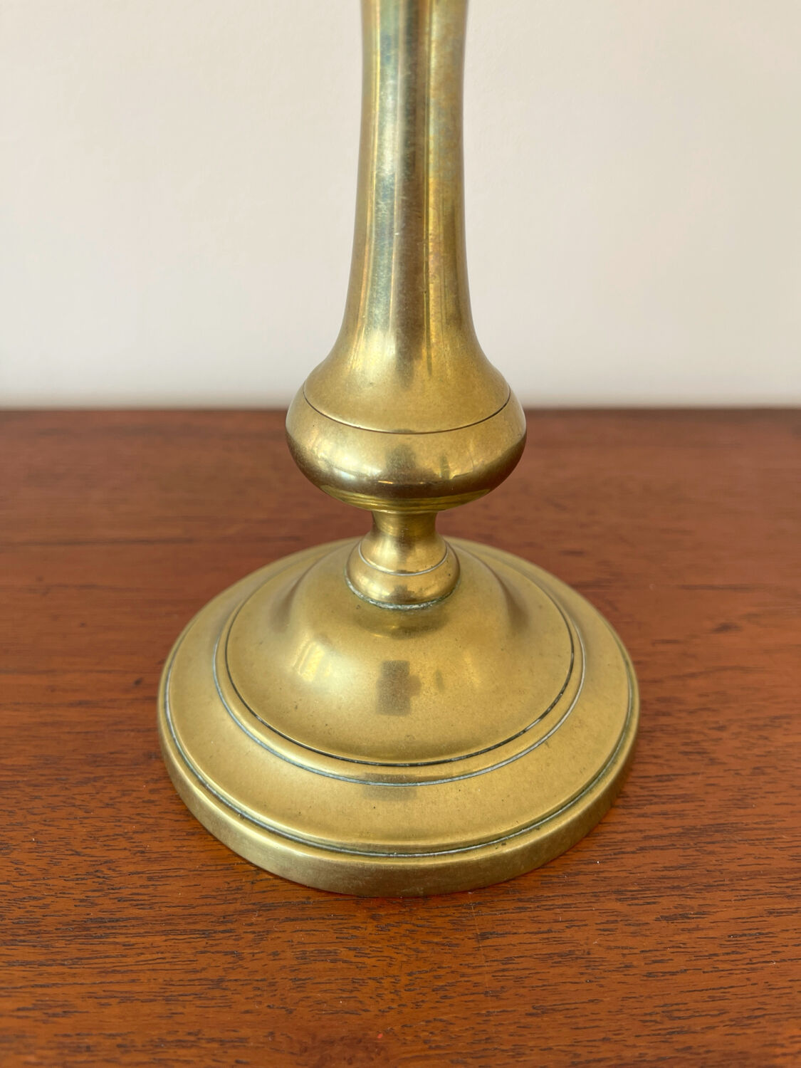 Vintage baluster-shaped antique brass candlestick