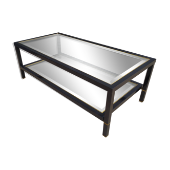 Vintage double tray glass coffee table