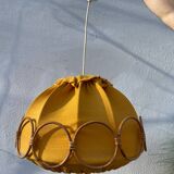 Wooden rattan and fabric suspension