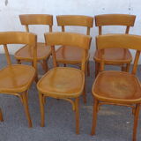 Set of 6 varnished bistro chairs