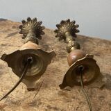 Brass and stone lamp bases