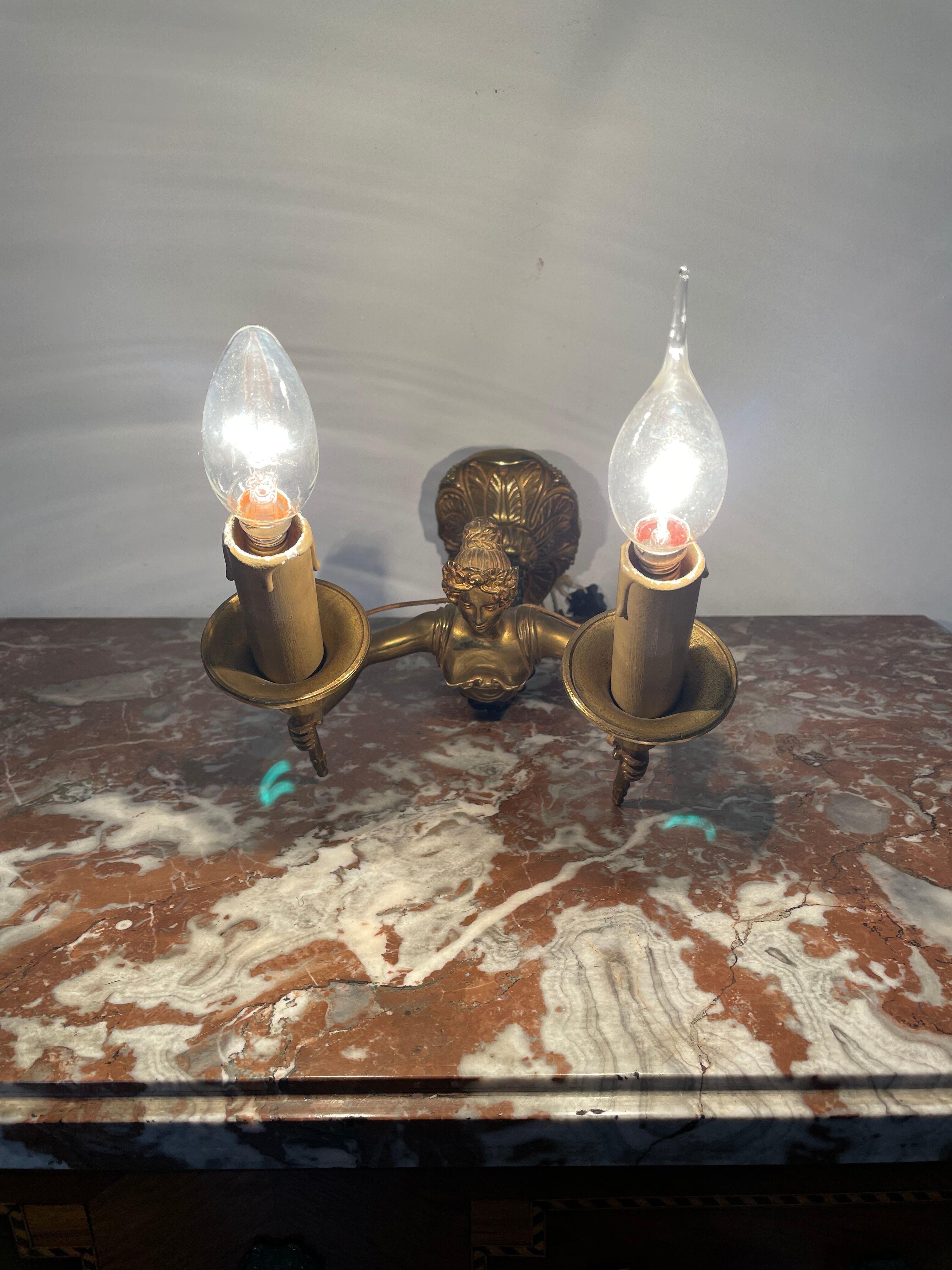 Wall lamp - patinated bronze - renowned décor - Empire style