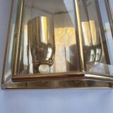 Pair of wall sconces in gold-plated brass with bevelled glass, Italian.