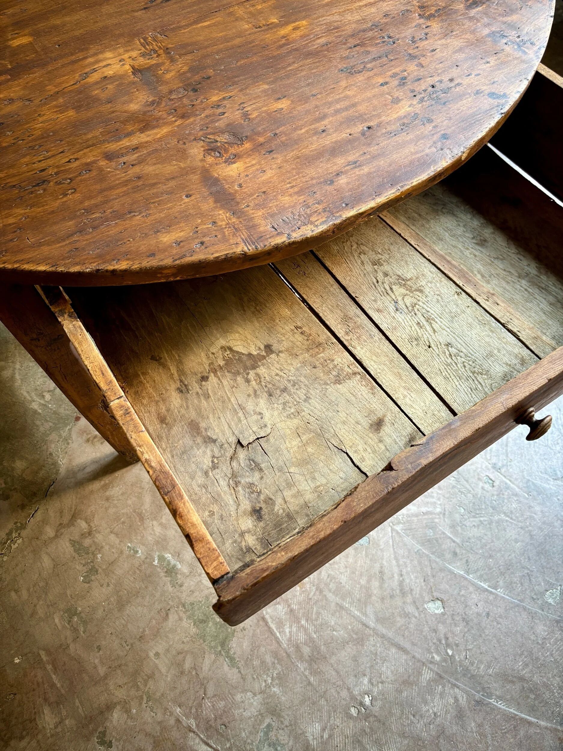 Round wooden farmhouse table