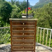 Chiffonnier /semainier en Acajou et loupe Époque XIX siècle