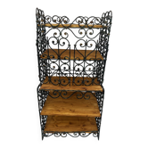 Ancien meuble présentoir en fer forgé et bois