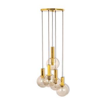 Grand lustre en cascade design avec verre fumé par Cosack, Allemagne, années 1970