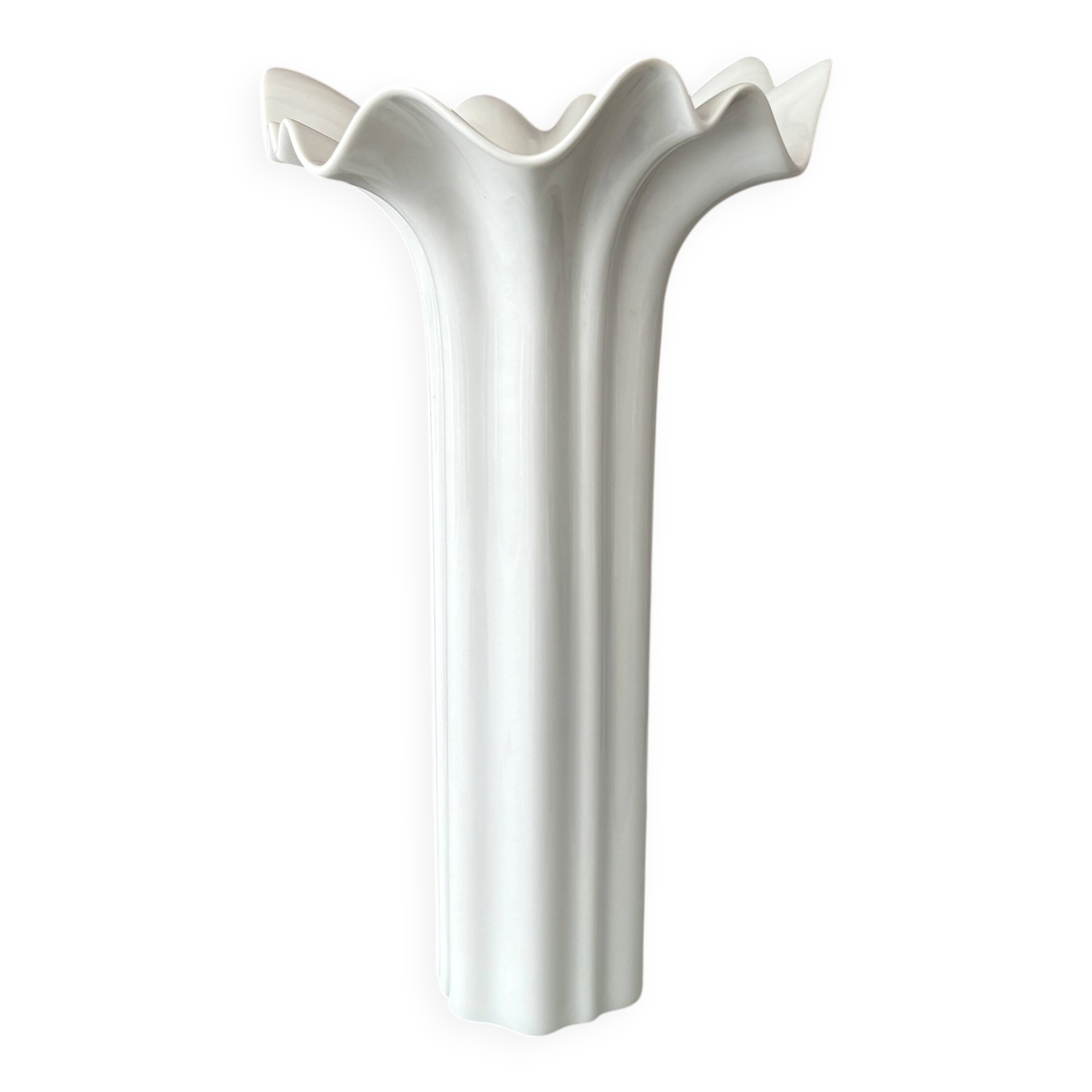 Vintage Hutschenreuther White Porcelain Sculptural Vase, Germany, 1970s