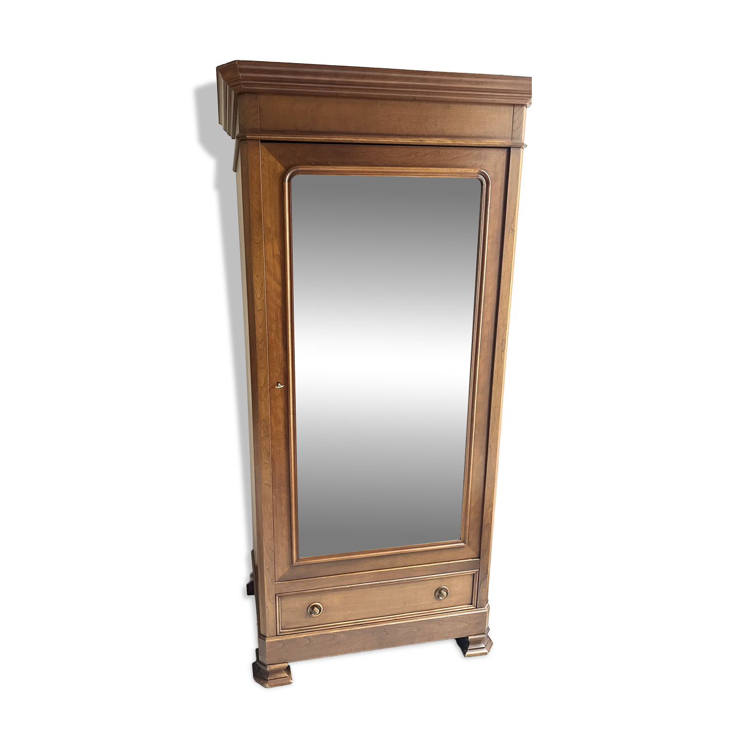 Armoire avec porte miroir en merisier Ebeniste