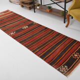 3x10 Red Brown Kilim Runner Rug 80x303Cm
