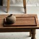 Rectangular solid teak tray with carved edges 40x25