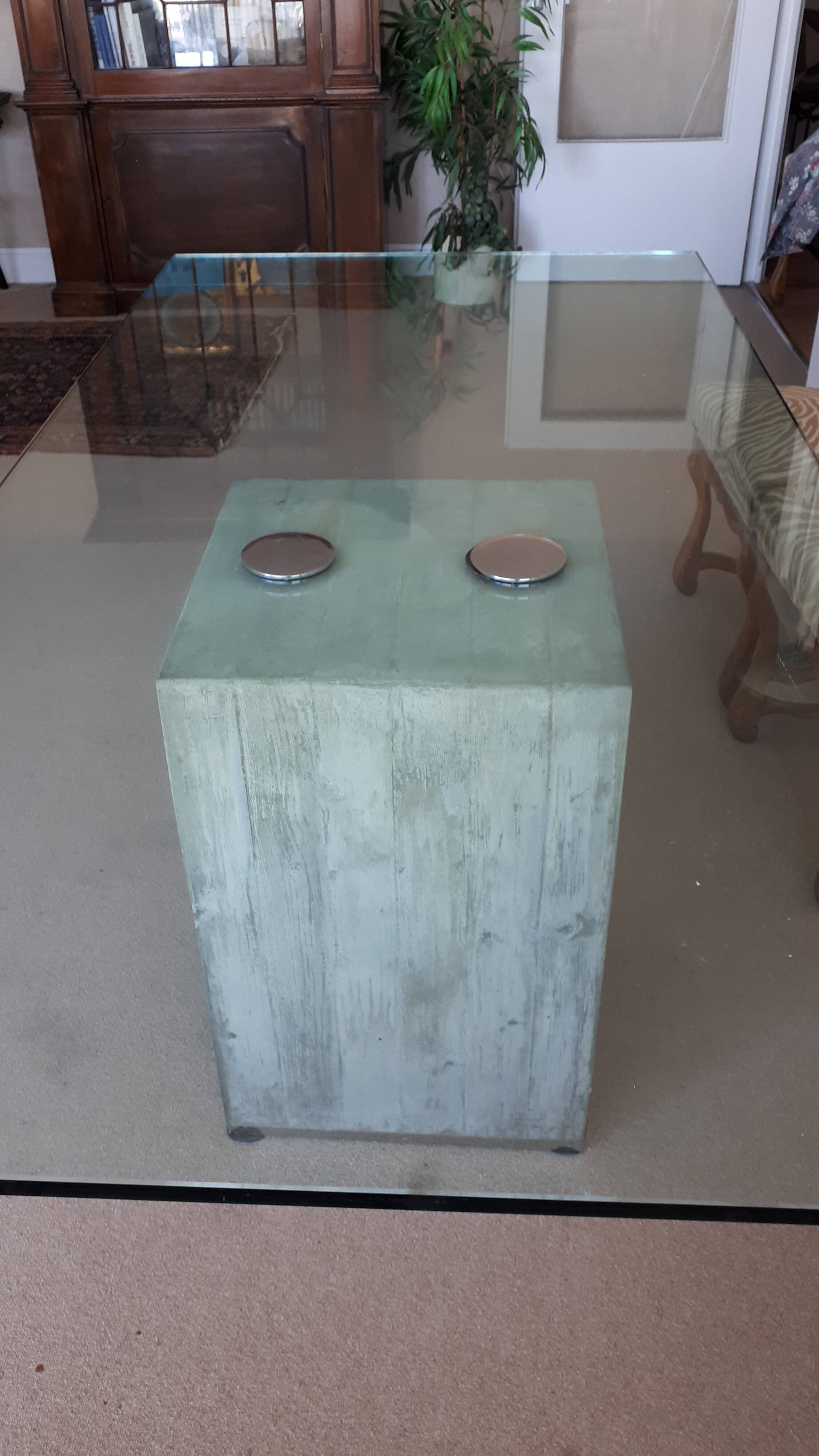 Table salle à manger verre et béton Saporiti 1970
