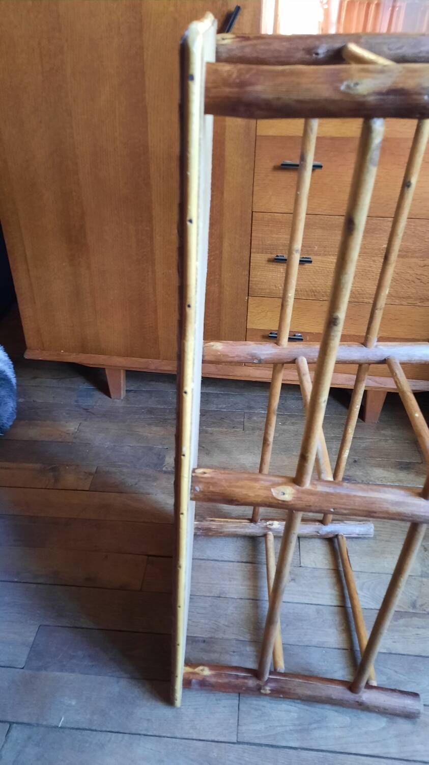 Banc année 50 bois et corde de palmier
