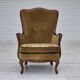 1950s, Danish highback armchair, original upholstery, green velour.