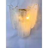 Set of Two Contemporary Venied-White "Alabastro" Listelli Murano Wall Sconces