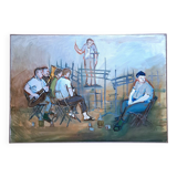 Tableau ancien - Huile sur Toile - Musiciens  d'Orchestre