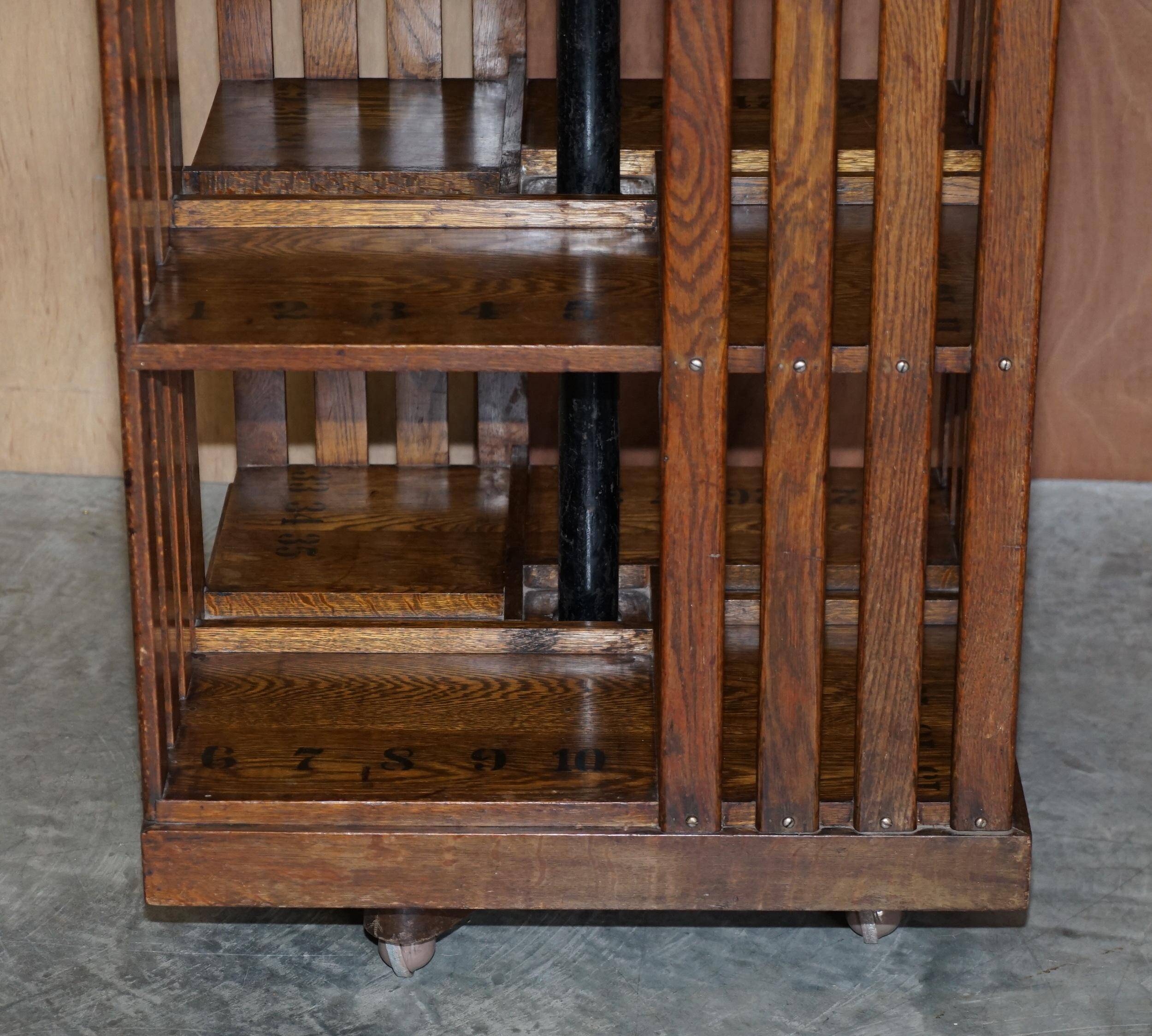 Victorian oak revolving library table circa 1880.