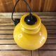 Old Yellow Opaline Pendant Light White Interior 1970s Vintage #A380